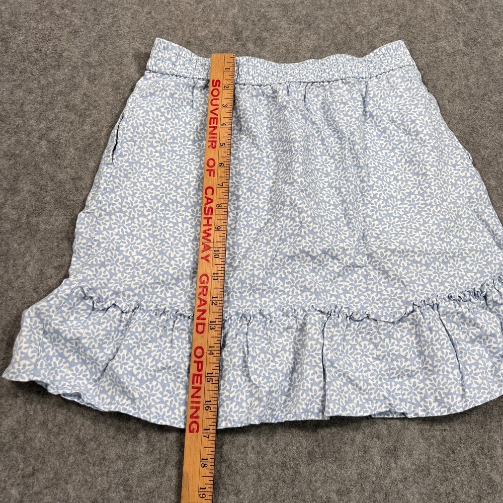 Sigrid Olsen Blue White Floral Print Linen Ruffled Mini Skirt Women's Size Small - Picture 4 of 5
